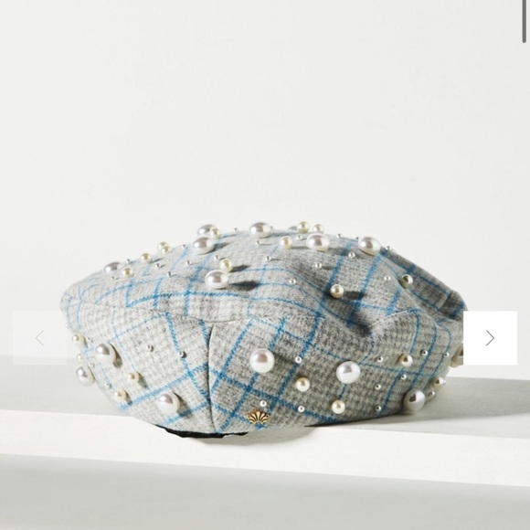 Lele SADOUGHI Embellished pearl plaid beret new without tags - Picture 4 of 8